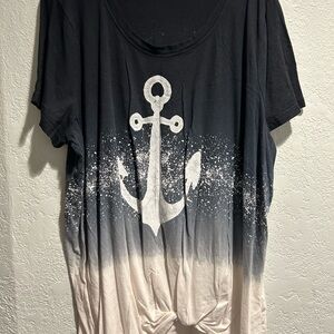 Black and White Anchor Graphic T-Shirt